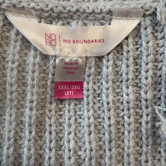 Distressed Gray Heart Knit Sweater V-Neck No Boundaries Womesns Size XXXL/3XG - Picture 5 of 11